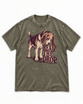 Beagle Read The Drop Washed Tee in Army Green, flat lay product photo