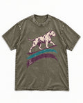 Pitbull Cross with Courage Brushstroke Graphic Washed Tee in Army Green, flat lay product photo