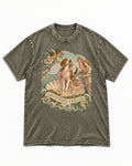 Beagle Arrived Without A Dress Code Washed Tee in Army Green, flat lay product photo