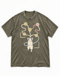 Frenchie Scent Circuit Rear View Graphic Washed Tee in Army Green, flat lay product photo