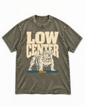 English Bulldog Low Center Stance Graphic Washed Tee in Army Green, flat lay product photo