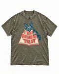 German Shepherd Dog I Was Reading That Open Book Graphic Washed Tee in Army Green, flat lay product photo