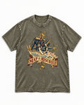 Map of Mischief Boston Terrier Washed Tee in Army Green, flat lay product photo