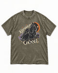 Shih Tzu Keep Your Own Counsel Celestial Graphic Washed Tee in Army Green, flat lay product photo