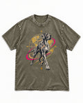Great Dane Striding Globe Orbit Graphic Washed Tee in Army Green, flat lay product photo