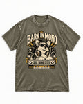 Corgi Bark in Mono Sound System Washed Tee in Army Green, flat lay product photo