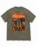 German Shepherd Dog Monday Found Me Scream Graphic Washed Tee in Army Green, flat lay product photo
