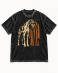 Great Dane Harlequin Coat Rack Overcoat Graphic Washed Tee in Black, flat lay product photo