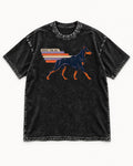 Doberman Current Form Only Speed Bars Graphic Washed Tee in Black, flat lay product photo