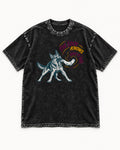 German Shepherd Dog The Sock Knows What I Did Graphic Washed Tee in Black, flat lay product photo