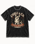 Corgi's High Standards Washed Tee in Black, flat lay product photo