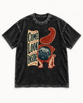 Pug Come Look Inside Toilet Seat Graphic Washed Tee in Black, flat lay product photo