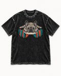 Frenchie Sploot Press Graphic Washed Tee in Black, flat lay product photo