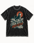 Husky Talk Less Arrive Better Harbor Wave Graphic Washed Tee in Black, flat lay product photo