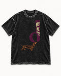 Dachshund Meet Me Down Here Letterform Loop Graphic Washed Tee in Black, flat lay product photo