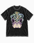Frenchie Scent Cartography Vapor Route Graphic Washed Tee in Black, flat lay product photo