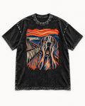Great Dane Monday Found Me Scream Parody Graphic Washed Tee in Black, flat lay product photo