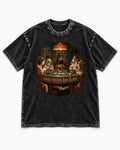 Doberman Good Friends Bad Hands Poker Night Graphic Washed Tee in Black, flat lay product photo