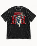 Labrador Retriever Bring It Opposing B Portrait Graphic Washed Tee in Black, flat lay product photo