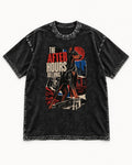 Doberman The After Hours Belong City Collage Washed Tee in Black, flat lay product photo