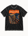 Dachshund Monday Found Me Scream Poster Washed Tee in Black, flat lay product photo
