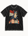 Small Frame Big Signal Boston Terrier Washed Tee in Black, flat lay product photo
