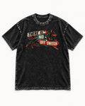 Doberman There Is No Off Switch Arrow Sprint Graphic Washed Tee in Black, flat lay product photo