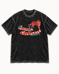 German Shepherd Dog Patrol Complete Umbrella Graphic Washed Tee in Black, flat lay product photo