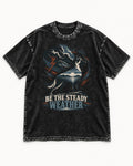 Be the Steady Weather Storm German Shepherd Dog Graphic Washed Tee in Black, flat lay product photo