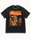 Monday Found Me Scream Golden Retriever Graphic Washed Tee in Black, flat lay product photo