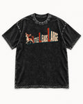 Chihuahua Little Leads Large Perspective Typography Washed Tee in Black, flat lay product photo