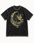 Boston Terrier Moonlit Mischief Washed Tee in Black, flat lay product photo