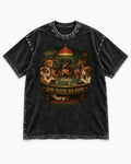Rottweiler Good Friends Bad Hands Poker Night Graphic Washed Tee in Black, flat lay product photo