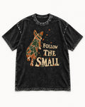 Corgi Follow the Small Mosaic Washed Tee in Black, flat lay product photo