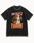 Cross That Beagle Thought Washed Tee in Black, flat lay product photo