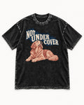 Not Under Cover Reclining Golden Retriever Graphic Washed Tee in Black, flat lay product photo