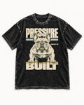 Frenchie Pressure Built Load Class Graphic Washed Tee in Black, flat lay product photo