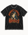 Street Level Royalty Boston Terrier Washed Tee in Black, flat lay product photo