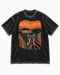 Frenchie Monday Found Me Scream Graphic 194 Washed Tee in Black, flat lay product photo