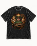 German Shorthaired Pointer Good Friends Bad Hands Poker Night Graphic Washed Tee in Black, flat lay product photo
