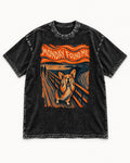 Corgi Monday Found Me Scream Banner Washed Tee in Black, flat lay product photo