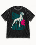 Great Dane Shift the Weight Standing Graphic Washed Tee in Black, flat lay product photo