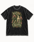 Walk Past The Obvious Art Nouveau German Shepherd Dog Graphic Washed Tee in Black, flat lay product photo