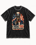 Doberman I Want You to Bring Better Energy Uncle Sam Graphic Washed Tee in Black, flat lay product photo
