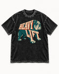 English Bulldog Heavy Lift Dimensional Type Washed Tee in Black, flat lay product photo