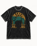 English Bulldog Bear Down Stone Arch Graphic Washed Tee in Black, flat lay product photo