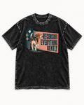 Beagle Reconsider Everything Gently Retro Graphic Washed Tee in Black, flat lay product photo