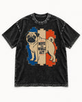 Pug Move the Whole Act Color Block Graphic Washed Tee in Black, flat lay product photo