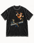 Yorkshire Terrier Enthusiasm Needs a Spotter Seesaw Graphic Washed Tee in Black, flat lay product photo