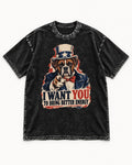 I Want You to Bring Better Energy Boxer Recruitment Poster Graphic Washed Tee in Black, flat lay product photo